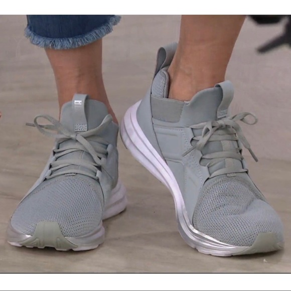 Puma Gray Mesh Mid Lace-Up Enzo Sneakers 7 - Picture 1 of 9